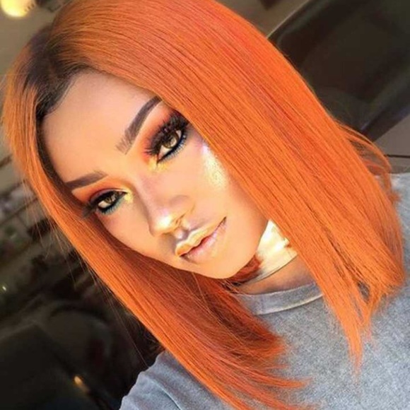 💫14” ORANGE OMBRE STRAIGHT LACE FRONT WIG💫…NEW